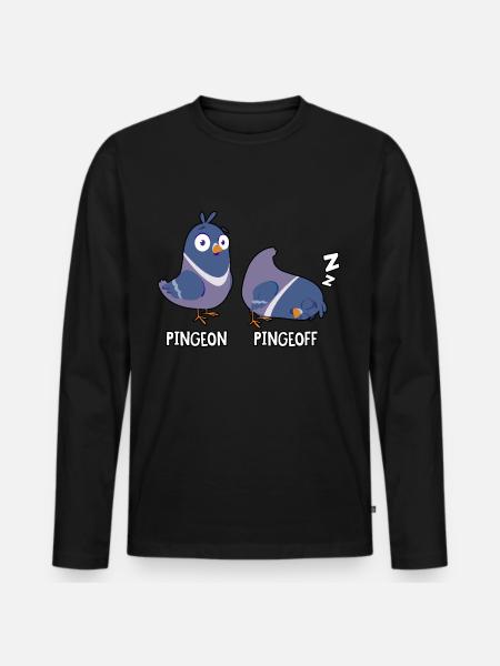 Pingeon Pingeoff - Männer Premium Bio Langarmshirt - Schwarz