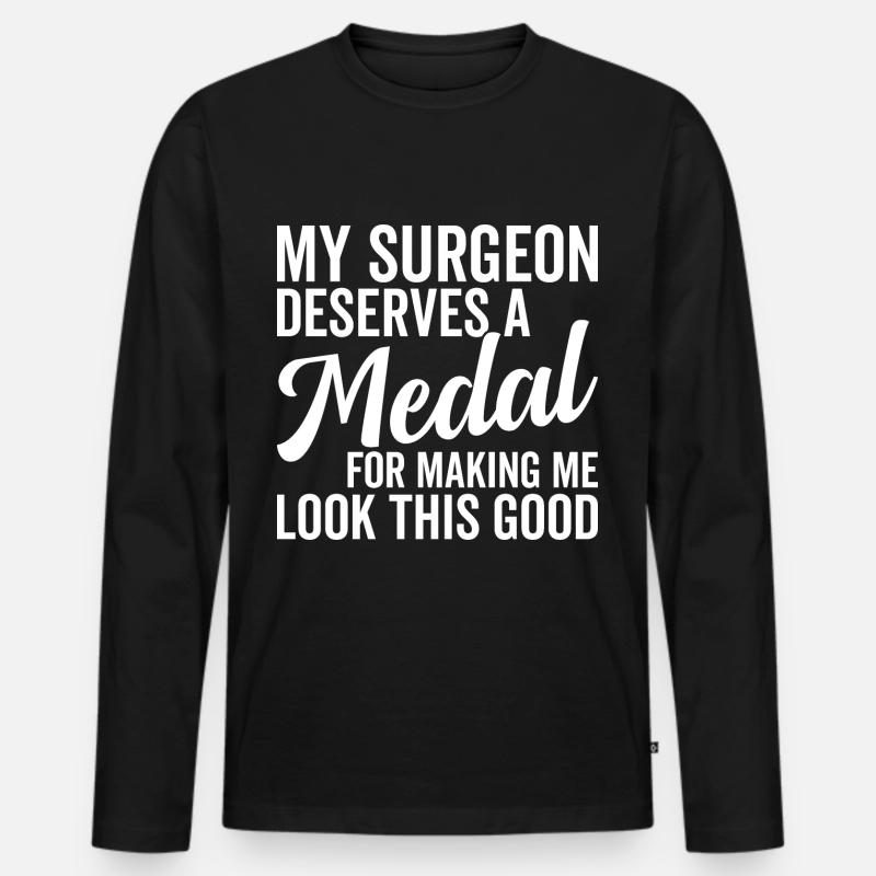 Plastischer Chirurg Verdient Medaille - Männer Premium Bio Langarmshirt - Schwarz