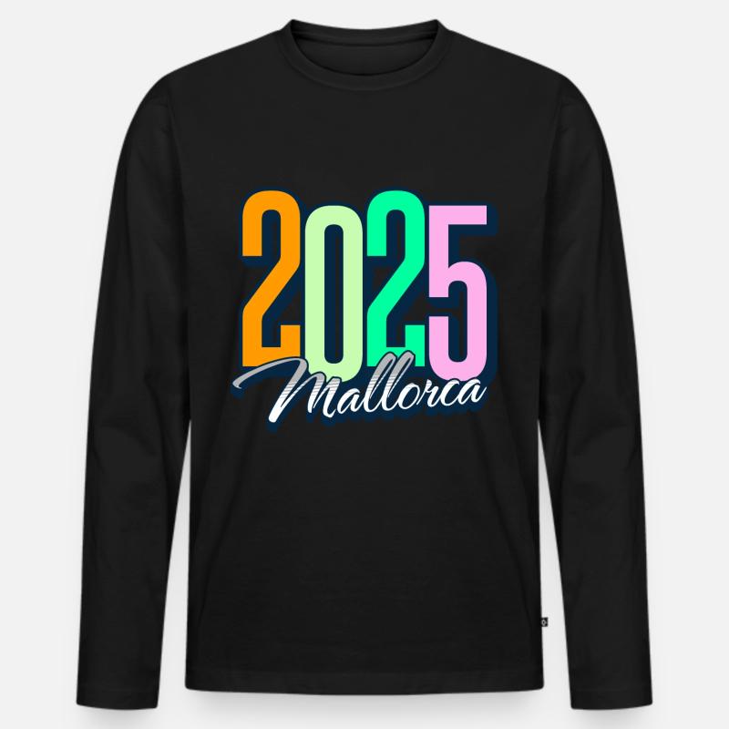 2025 Mallorca - Männer Premium Bio Langarmshirt - Schwarz