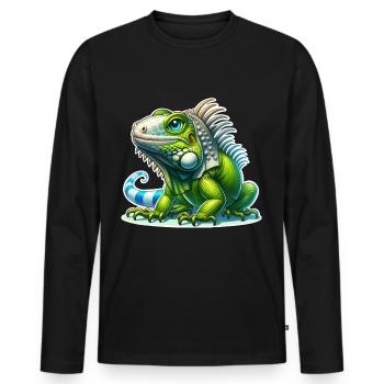 Iguana - Men's Premium Organic Long Sleeve Shirt - black - Front - Nico (187cm)