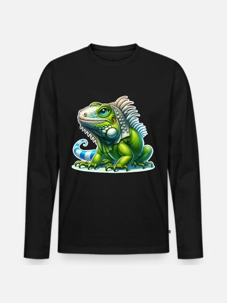 Iguana - Men's Premium Organic Long Sleeve Shirt - black