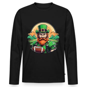 St. Patrick's Day Kleeblatt American Football - Männer Premium Bio Langarmshirt - Schwarz - Vorne - Nico (187cm)