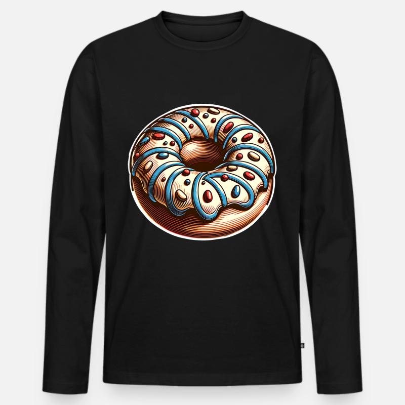 Donut - Männer Premium Bio Langarmshirt - Schwarz