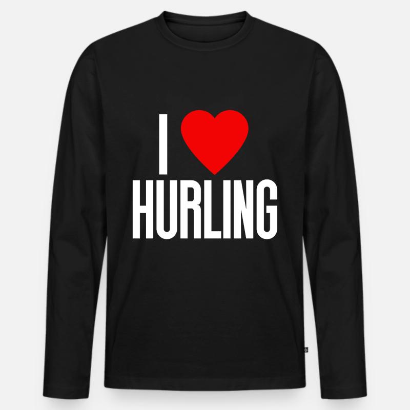 Hurling - Männer Premium Bio Langarmshirt - Schwarz