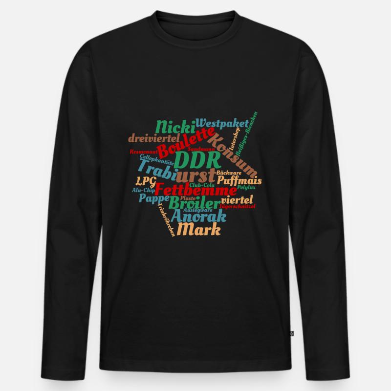 DDR Ostalgie Wörtersammlung - Männer Premium Bio Langarmshirt - Schwarz