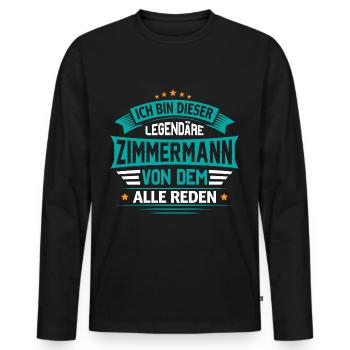 Zimmermann Zimmerei - Männer Premium Bio Langarmshirt - Schwarz - Vorne - Nico (187cm)