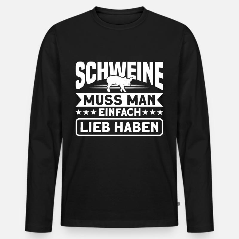 Schweine Schwein Schweinezüchter Geschenk - Männer Premium Bio Langarmshirt - Schwarz