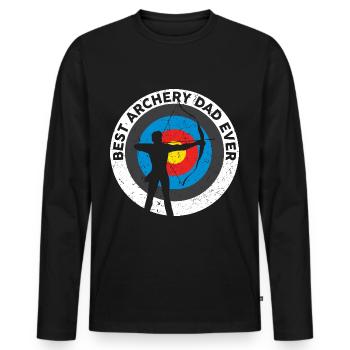 Best Archery Dad Ever Archer Papa Father's Day - Men's Premium Organic Long Sleeve Shirt - black - Front - Nico (187cm)