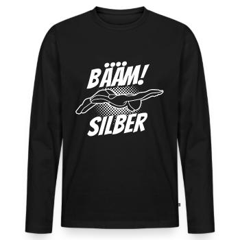 Silber Schwimmer Prüfung Silber Schwimmabzeichen - Männer Premium Bio Langarmshirt - Schwarz - Vorne - Nico (187cm)