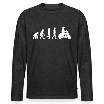 Scooter Rider Scootering Moto Cyclomoteur Evolution - T-shirt manches longues Premium bio Homme - anthracite chiné - Devant - Nico (187cm)