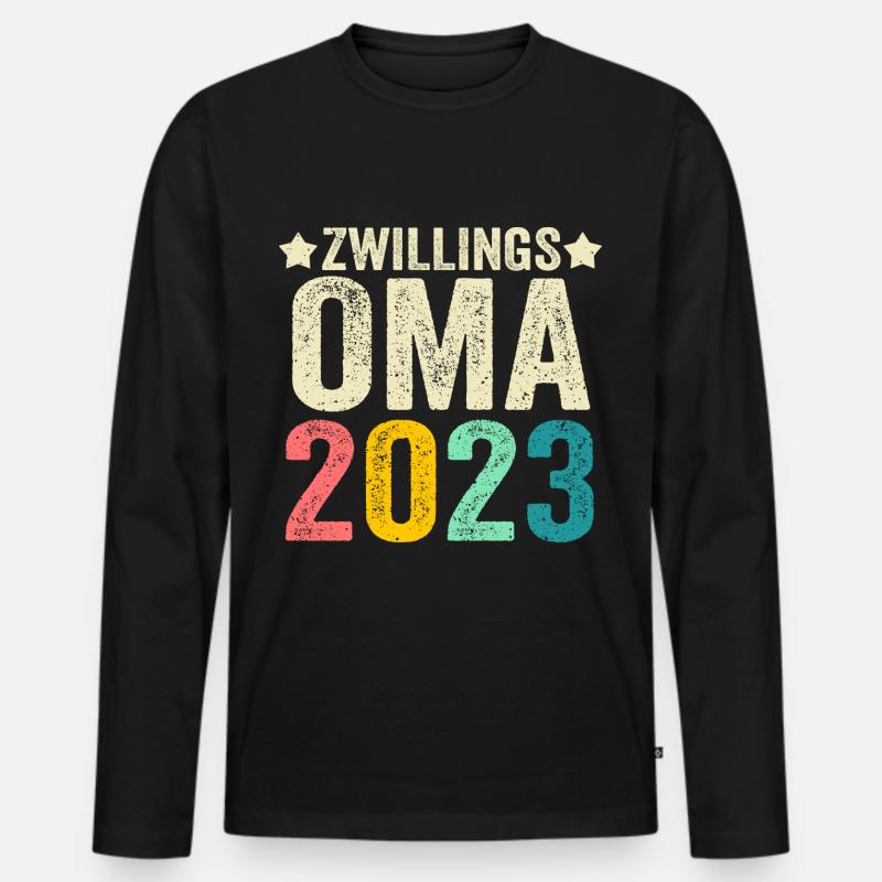 Großmutter 2023 Schwanger Werdende Oma - Männer Premium Bio Langarmshirt - Schwarz