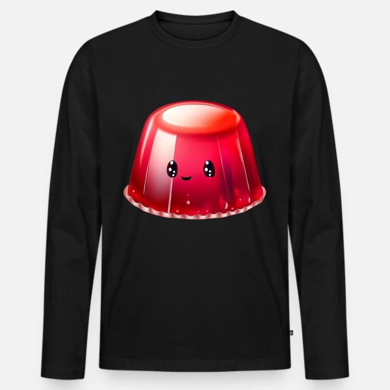 Kawaii Pudding - Männer Premium Bio Langarmshirt - Schwarz