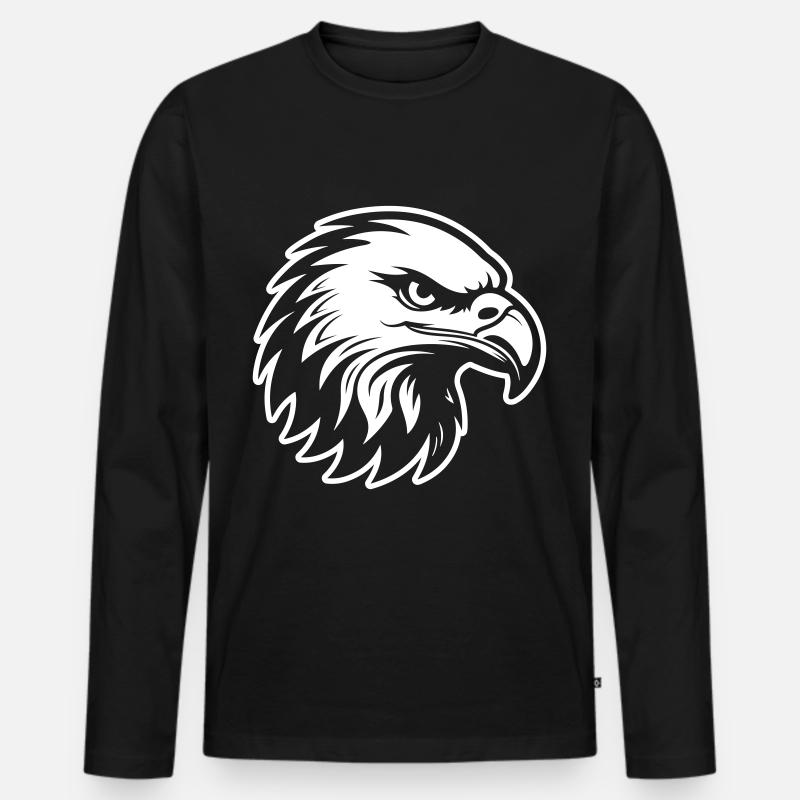 Adler Kopf - Männer Premium Bio Langarmshirt - Schwarz