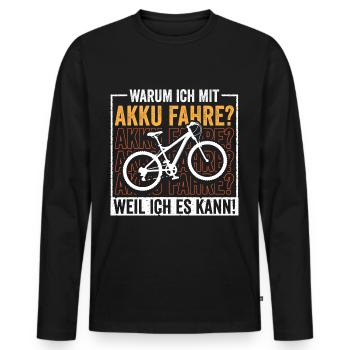 E-Bike Mountainbike - Männer Premium Bio Langarmshirt - Schwarz - Vorne - Nico (187cm)