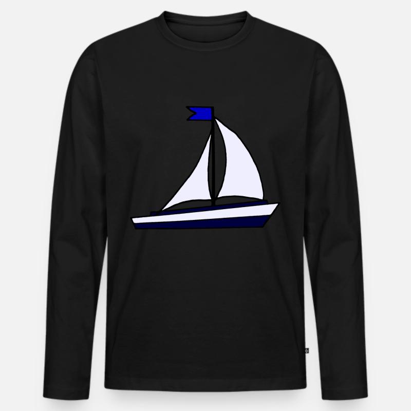 Blaues Segelschiff - Männer Premium Bio Langarmshirt - Schwarz