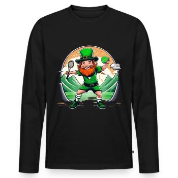St. Patrick's Day Kleeblatt Tennis - Männer Premium Bio Langarmshirt - Schwarz - Vorne - Nico (187cm)