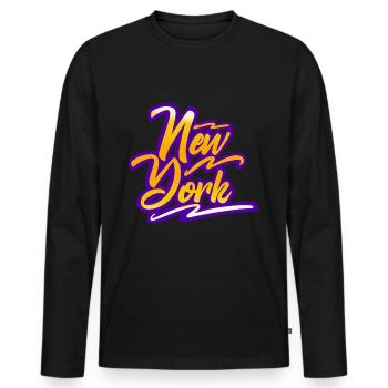 New York - Männer Premium Bio Langarmshirt - Schwarz - Vorne - Nico (187cm)
