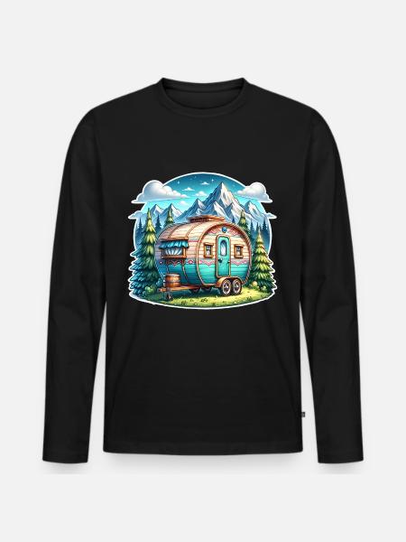 Camping Camper Caravan - Men's Premium Organic Long Sleeve Shirt - black
