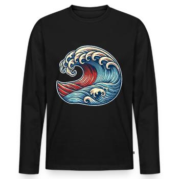 Vague - T-shirt manches longues Premium bio Homme - noir - Devant - Nico (187cm)
