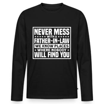 Parents-in-law Family Father-in-law Gift - Men's Premium Organic Long Sleeve Shirt - black - Front - Nico (187cm)