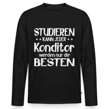 Studieren kann jeder Konditor werden die Besten - Männer Premium Bio Langarmshirt - Schwarz - Vorne - Nico (187cm)