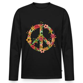 Peace Symbol Hippie - Männer Premium Bio Langarmshirt - Schwarz - Vorne - Nico (187cm)