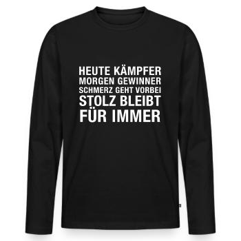 Heute Kämpfer morgen gewinner weiß - Männer Premium Bio Langarmshirt - Schwarz - Vorne - Nico (187cm)