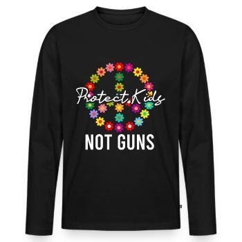 Protect Kids Not Guns - Männer Premium Bio Langarmshirt - Schwarz - Vorne - Nico (187cm)