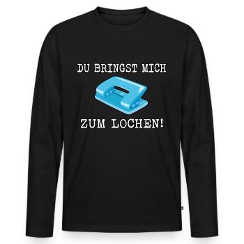 Du bringst mich zum lochen - Männer Premium Bio Langarmshirt - Schwarz - Vorne - Nico (187cm)