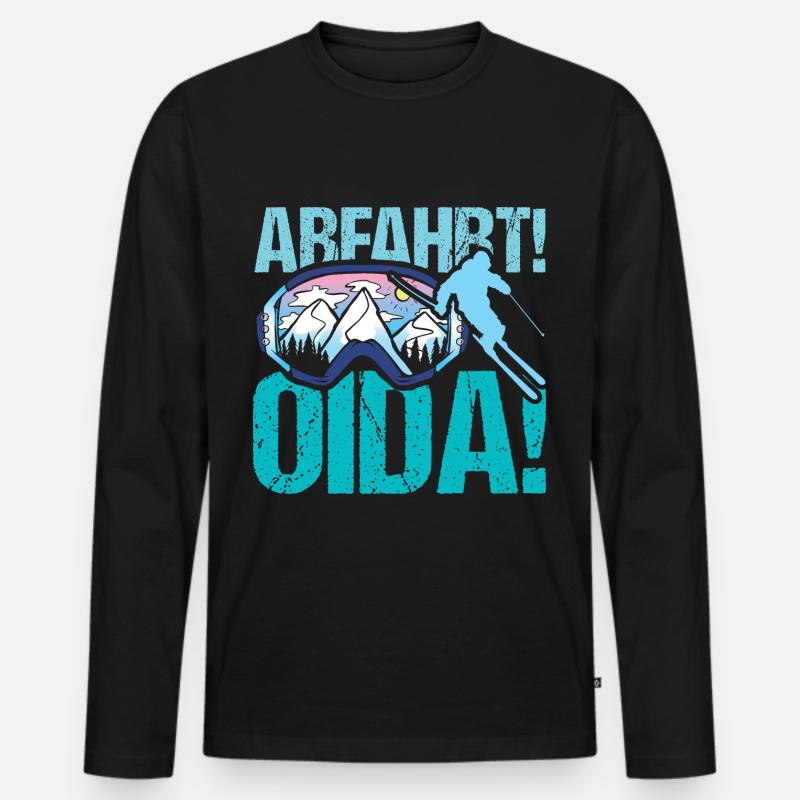 Abfahrt Ski - Männer Premium Bio Langarmshirt - Schwarz