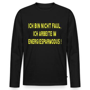 Büro Firma Schule lustiger Spruch Energiesparmodus - Männer Premium Bio Langarmshirt - Schwarz - Vorne - Nico (187cm)