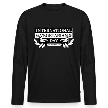 Internationaler Tag der Vegetarier, 1. Oktober - Männer Premium Bio Langarmshirt - Schwarz - Vorne - Nico (187cm)