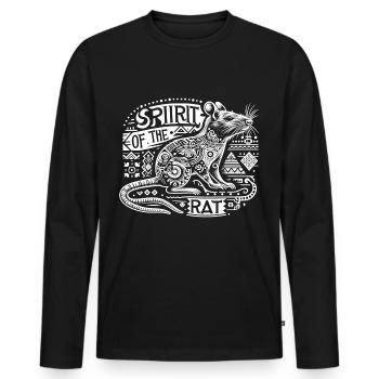 Ethno Spirit: Rat Totem - Männer Premium Bio Langarmshirt - Schwarz - Vorne - Nico (187cm)