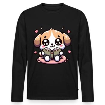 Chien de lecture Reading Rover barboteuses - T-shirt manches longues Premium bio Homme - noir - Devant - Nico (187cm)