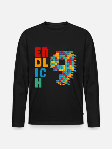 Endlich 9 Baustein - Männer Premium Bio Langarmshirt - Schwarz