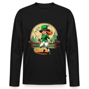 St. Patrick's Day Kleeblatt Fechten - Männer Premium Bio Langarmshirt - Schwarz - Vorne - Nico (187cm)