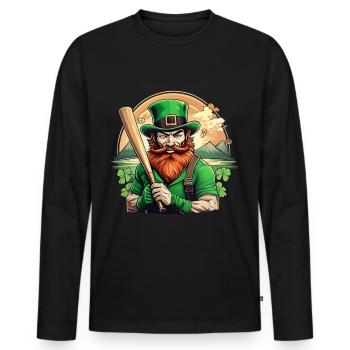 St. Patrick's Day Shamrock Baseball - Men's Premium Organic Long Sleeve Shirt - black - Front - Nico (187cm)