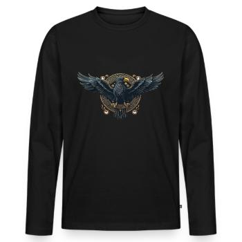 Le corbeau d’Odin Viking Valhalla Mythologie viking - T-shirt manches longues Premium bio Homme - noir - Devant - Nico (187cm)