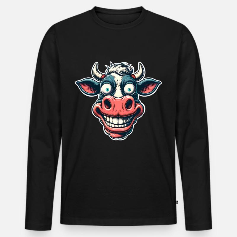 Kuh - Männer Premium Bio Langarmshirt - Schwarz