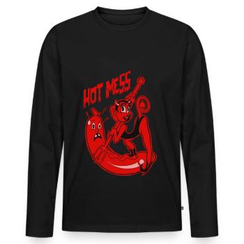 Hot Mess Cartoon Pinup - Men's Premium Organic Long Sleeve Shirt - black - Front - Nico (187cm)