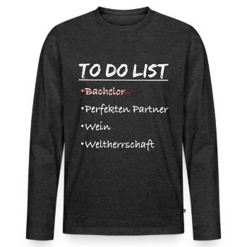 To Do List Bachelor Graduation Celebration Costume - T-shirt manches longues Premium bio Homme - anthracite chiné - Devant - Nico (187cm)