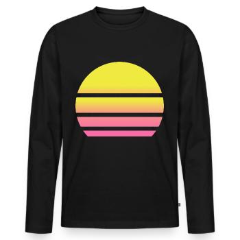 Sunset Sunrise Retro Pattern Vintage - Men's Premium Organic Long Sleeve Shirt - black - Front - Nico (187cm)