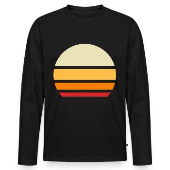 Sonne Retro Muster Vintage - Männer Premium Bio Langarmshirt - Schwarz - Vorne - Nico (187cm)