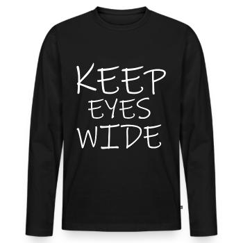 keep eyes wide - Men's Premium Organic Long Sleeve Shirt - black - Front - Nico (187cm)