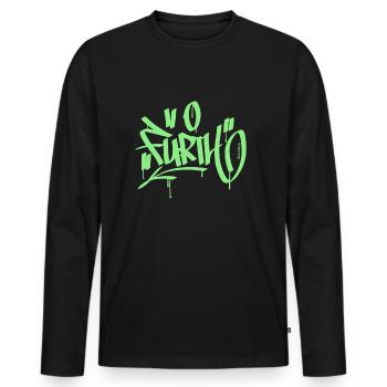 Fürth T Shirt Graffiti - Männer Premium Bio Langarmshirt - Schwarz - Vorne - Nico (187cm)