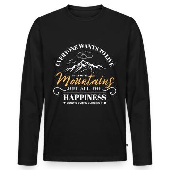 Berge machen alle glücklich Design - Männer Premium Bio Langarmshirt - Schwarz - Vorne - Nico (187cm)