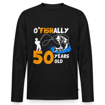 50 Jahre alt, Fischer Angler Geburtsspruch - Männer Premium Bio Langarmshirt - Schwarz - Vorne - Nico (187cm)