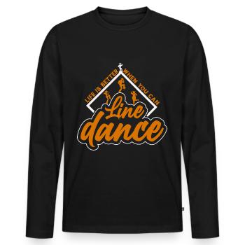 Line Dance Western Tänzer Line Dance Western - Männer Premium Bio Langarmshirt - Schwarz - Vorne - Nico (187cm)
