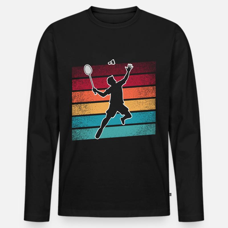 Badminton - Männer Premium Bio Langarmshirt - Schwarz