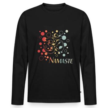 Yoga, Chakra, Namaste - Männer Premium Bio Langarmshirt - Schwarz - Vorne - Nico (187cm)